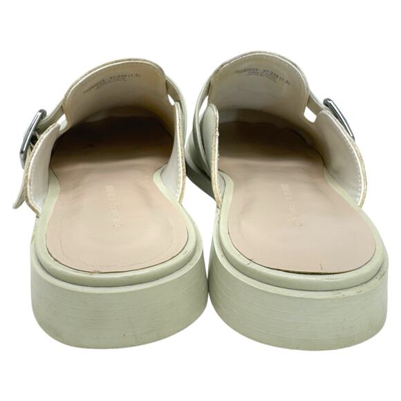 Leather Buckled Round Toe Mules Chalk C&K Women 6/37 Casual Neutral Capsule Clog - Picture 10 of 15